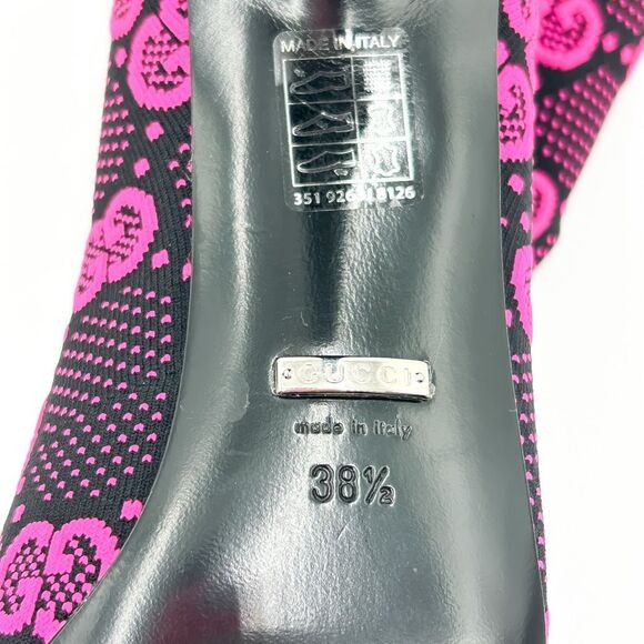 Gucci GG Sock Boots Pink Black Heels Bootie EU 38.5, 8.5 - Picture 8 of 10